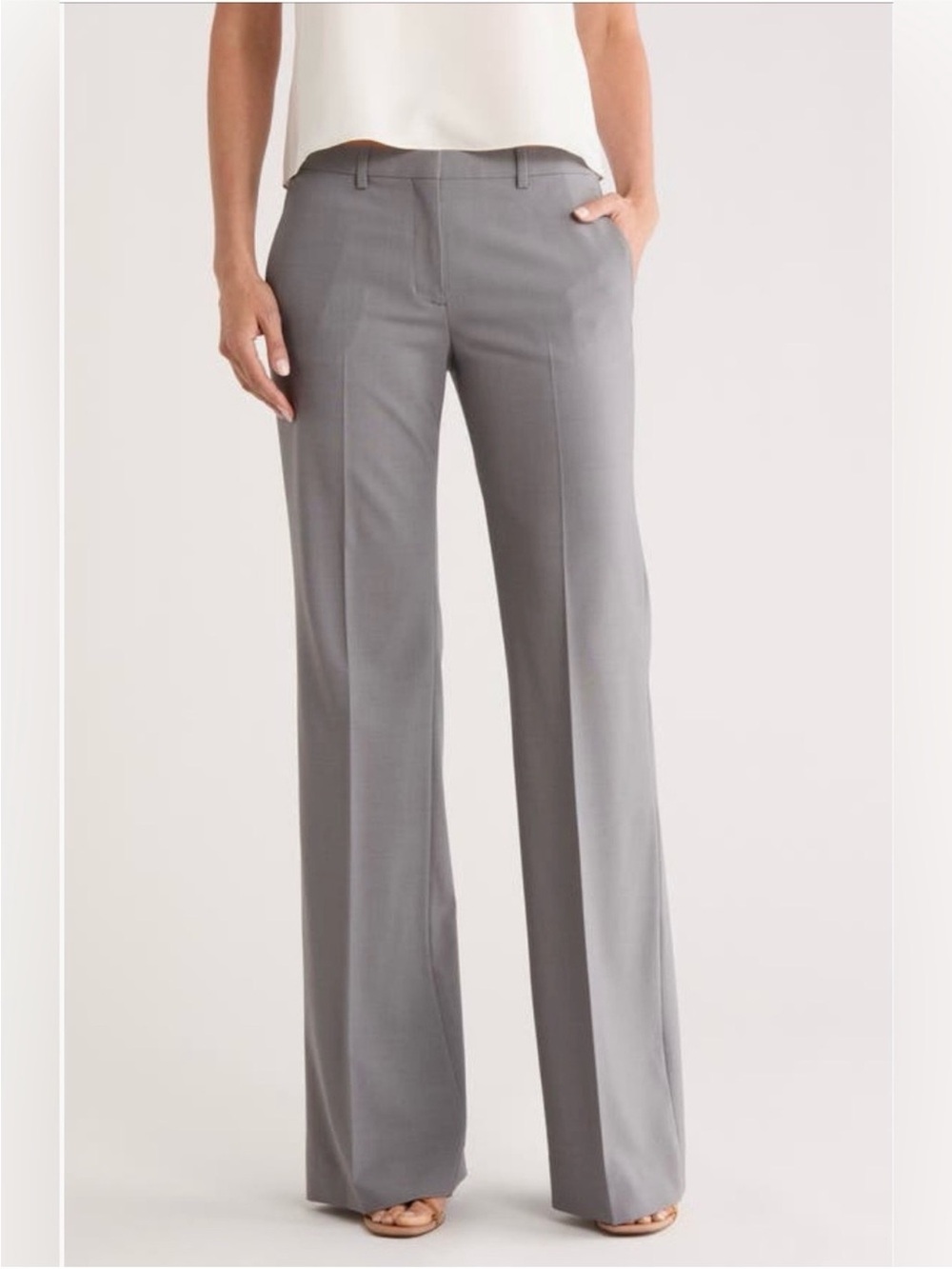 Theory Demitria Cinder Melange Traceabke Wool Pants